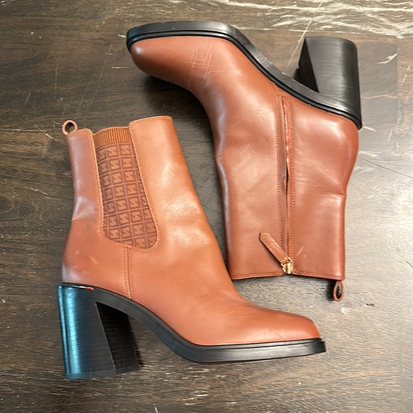 NEW $180 Franco Sarto Paula brown leather heel ankle boot women size 8.5 - Picture 7 of 8